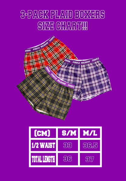 3-PACK PLAID BOXERS